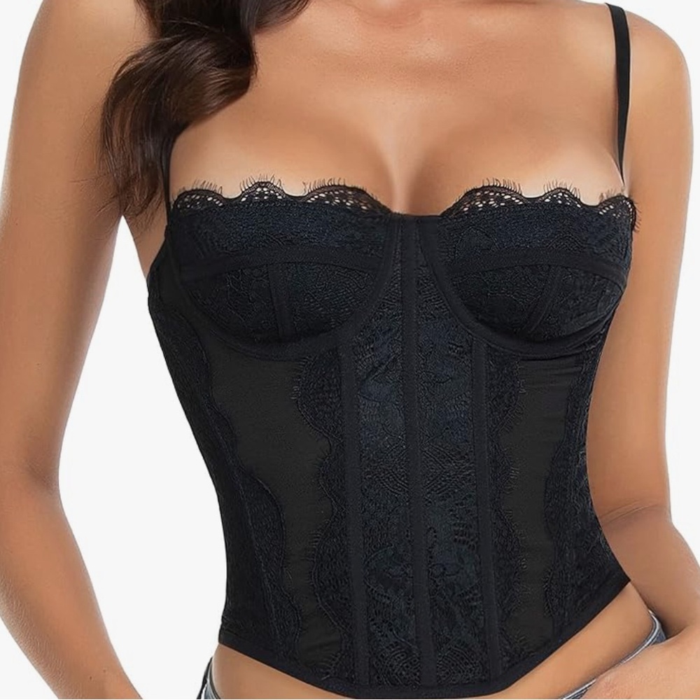 Amazon Black Lace Bustier Top